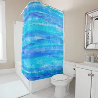 Personalized Blue, Purple, Teal, Aqua Abstract    Shower Curtain