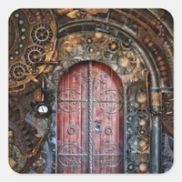 Steampunk Door Pocket Watch  Wedding Stickers