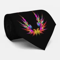 Phoenix - colorful fractal art on black neck tie