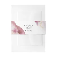 Watercolor Rose Quartz Gold Geode BarefootBride™ Invitation Belly Band