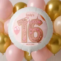 Glittering Pink Gold Gemstone Sweet Sixteen  Balloon