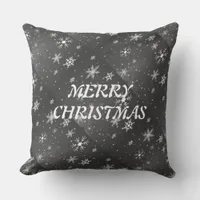 Black Sky with White and Gray Snowflakes, ZSSG Throw Pillow