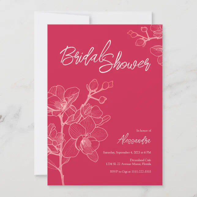 Magenta Orchid Moments I Wedding Bridal Shower Invitation