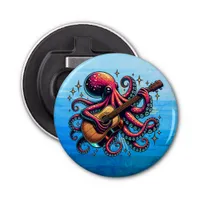 Funny Cartoon Octopus Playing Guitar Bottle Opener