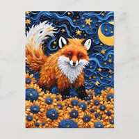 An Adorable Red Fox in the Blueberry Galaxy Postcard
