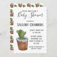 Potted Succulent Cactus Baby Shower Invitation