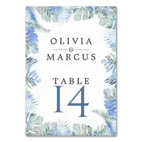 Cornflower Blue Watercolor Botanical Table Number