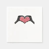 Skeleton Hand Heart Sign Valentines Day Classic Napkins