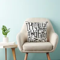 Modern Black and White Alphabet Throw Pillow