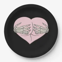 Heart Butt Hug Skeleton Hands Classic Look Paper Plates