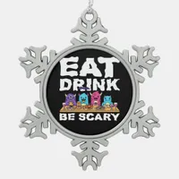 Eat Drink Be Scary Monster Halloween Creative Snowflake Pewter Christmas Ornament