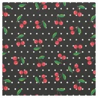 Rockabilly Red Cherries and Polka Dots 50s Pattern Fabric