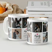 Script Happily Ever After Pink Heart Photo Collage Coffee Mug