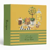 Lemon Citrus Retro Traditional Recipe Book  3 Ring Binder