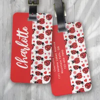 Ladybug Nature Red White Monogram Luggage Tag