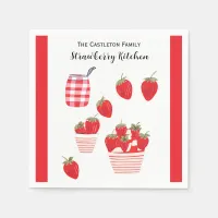 Strawberries and Cream Summer Red White Pretty Napkins