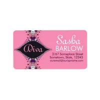 Pink Diva Jewel Lace Monogram Address Label