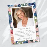 Photo Sympathy floral Funeral Memorial  Thank You Card