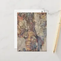 abstract collage with face mixed media postcard