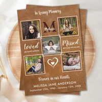 Vintage Leather 5 Photo Sympathy Memorial Funeral Thank You Card