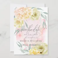 Pale Blush Coral Ivory Peony Flowers  Invitation