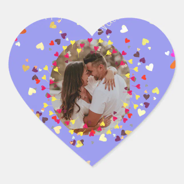 Hearts confettis with photo Happy Valentine's day Heart Sticker