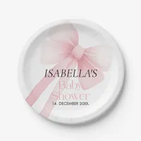 Pink Bow Baby Shower Paper Plates