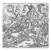 A Spooky Halloween Scene Faux Canvas Print