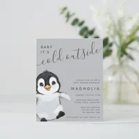 Budget Sweet Penguin Baby Shower Invitation