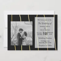 Black and Gold Modern Photo Wedding Invitations