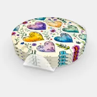 Watercolor Hearts Coaster Set