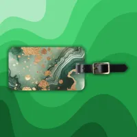 Name Monogram Modern Gold & Green Geode | Luggage Tag