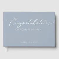 Dusty Blue Elegant Modern Retirement Foil Guest Book