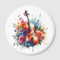 Watercolor Cello and Flowers   Magnet