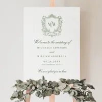 Vintage Crest Monogram Wedding Welcome Foam Board