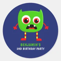 Monster Birthday Party Classic Round Sticker