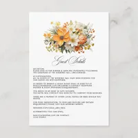 Yellow Orange & Ivory Floral Wedding Guest Details Enclosure Card