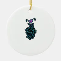 Skeleton Hands Forming A Heart Gentle Expression Ceramic Ornament