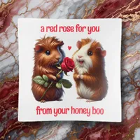 Cute Guinea Pigs in Love Exchange a Red Rose Trinket Tray