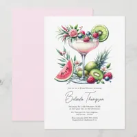 Blush Pink Tropical Floral Cocktail Bridal Shower  Invitation