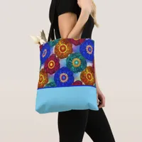 Stained Glass Abstract Red Green Blue Orange Tote Bag