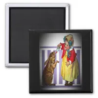 Vintage Easter Girl Feeding a Rabbit, ZSSG Magnet