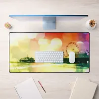 Santa Monica Pier Bursting Colors Desk Mat