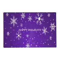 White Snowflakes Blue-Purple Laminated Placemat