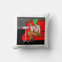 1970's Retro Extraterrestrial in Disco Lounge Throw Pillow