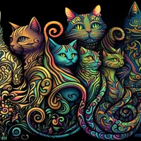 Stylized Cat Tribe Colors on Black Frieze