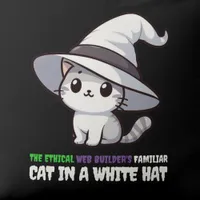 W2A Funny Ethical Web Builder's Familiar White Hat Cat