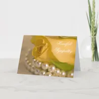 Yellow Rose and Pearls Sympathy Card