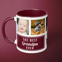 The Best Grandpa Ever Burgundy Collage Photo Mug