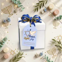 Serene Blue Dove Star of David Hanukkah Gift Tags